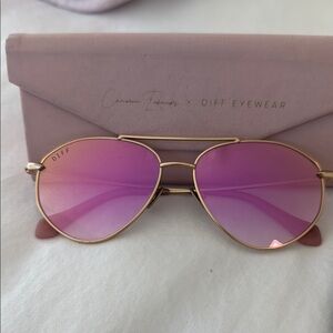 DIFF Eyewear Pink Aviator Sunglasses